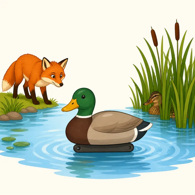 decoy（おとり・名詞）の覚え方イラスト — decoy は「本命ではないものを前に出して、相手を引きつける役」とまとめると覚えやすいです