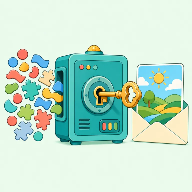 decrypting（復号する・動詞）の覚え方イラスト — decrypting は de-「逆に・取り除く」+ crypt「隠す」+ -ing で、暗号化された情報を読める形へ戻す動作です