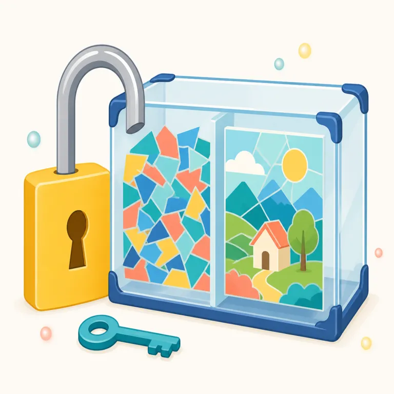 decryption（復号化・名詞）の覚え方イラスト — encrypt を知っていれば、その逆向きが decryption と覚えるのが最短です