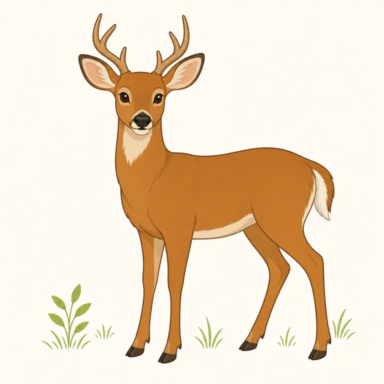 deer（鹿・名詞）の覚え方イラスト — deer はまず「森で見かける代表的な動物名の基本語」として覚えると定着しやすいです