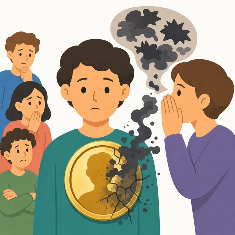 defamation（名誉毀損・名詞）の覚え方イラスト