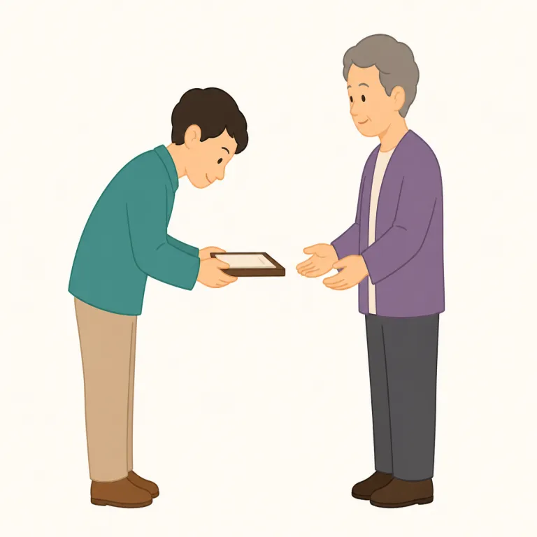deferential（丁重な・形容詞）の覚え方イラスト — defer を知っていると覚えやすい語です