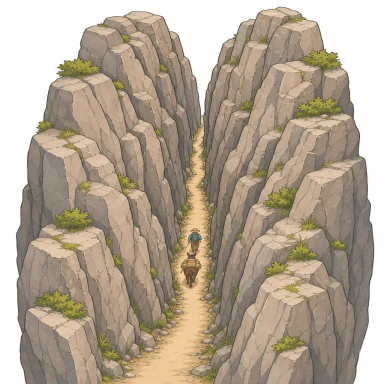 defile（隘路・noun）の覚え方イラスト