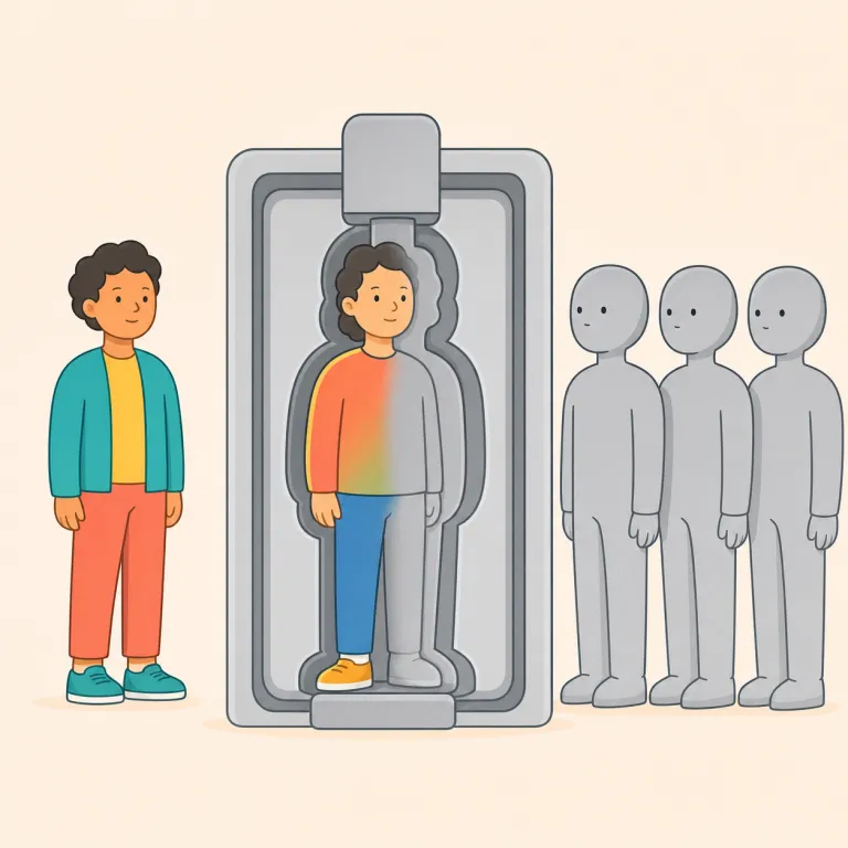 dehumanization（人間性の剥奪・名詞）の覚え方イラスト — human, humane, humanity を知っていると覚えやすい語です