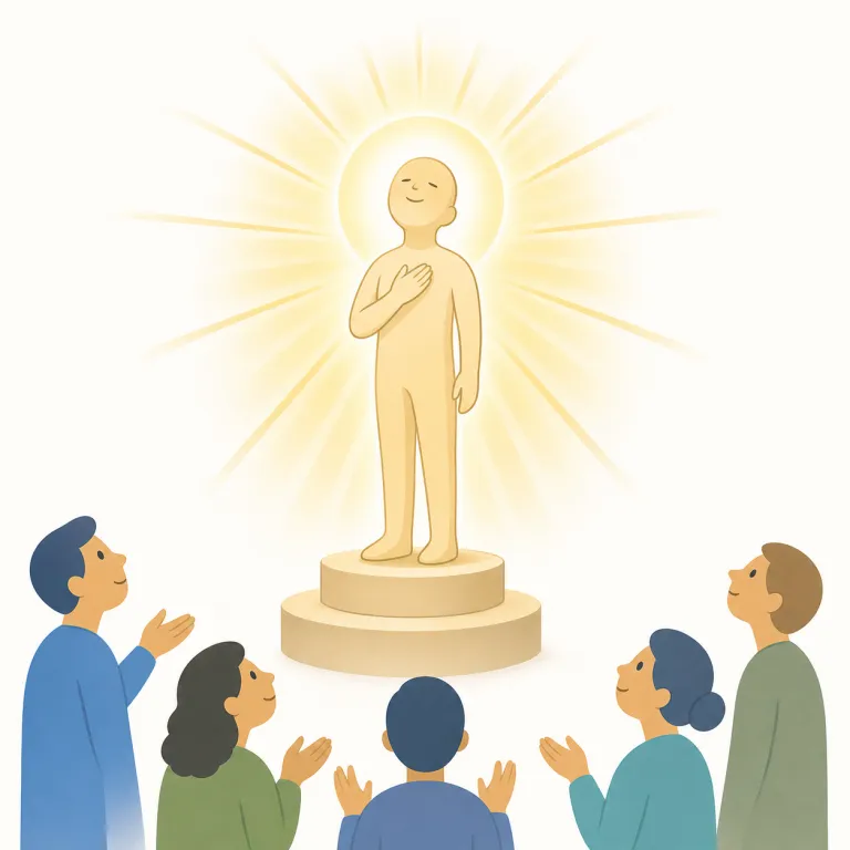 deification（神格化・名詞）の覚え方イラスト — deify「神格化する」を名詞にした形、とまず押さえるのが近道