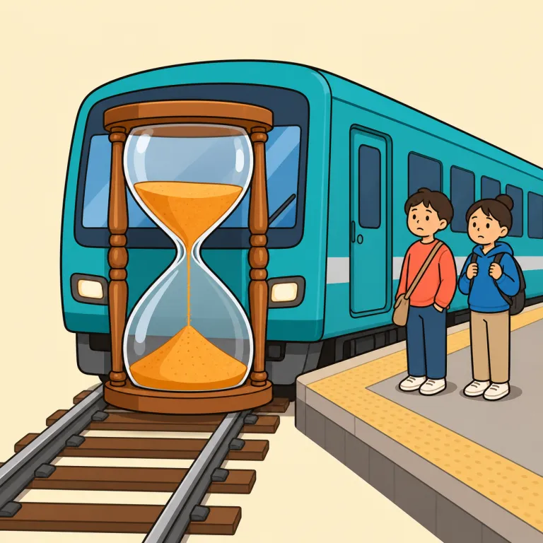 delay（遅れ、遅延・noun）の覚え方イラスト
