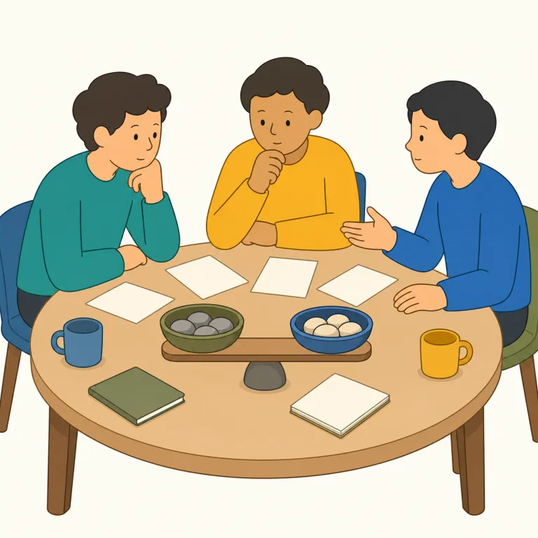 deliberation（審議・noun）の覚え方イラスト
