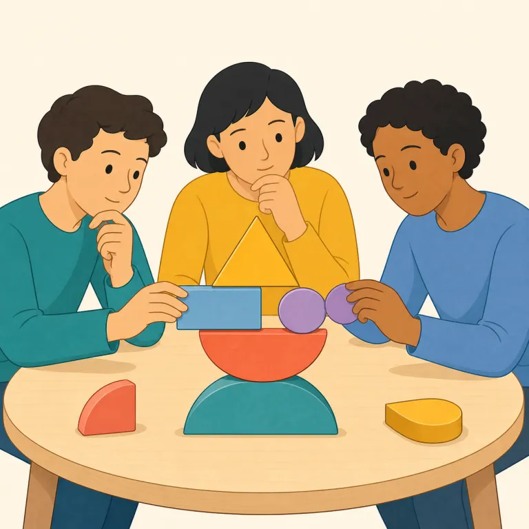 deliberative（熟議的な・形容詞）の覚え方イラスト — deliberate「慎重に考える／熟慮する」を知っていれば、その性質を表す -ive が付いた deliberative は「よく考え、話し合って決める感じ」と取れる