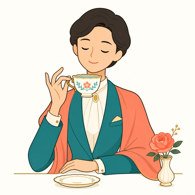 delicately（上品に・adverb）の覚え方イラスト