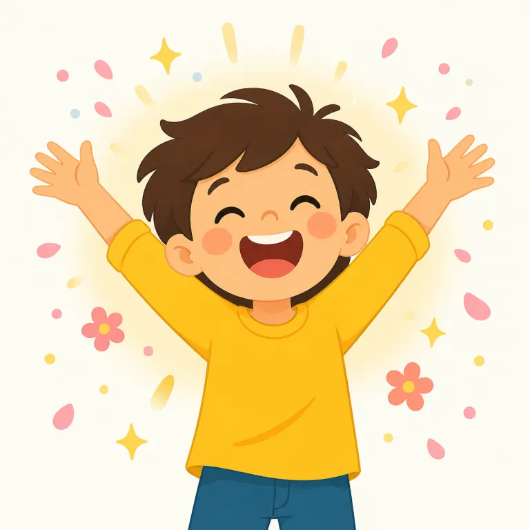 delight（喜び・名詞）の覚え方イラスト — de-light と見て「心に明かりがともる喜び」と覚える