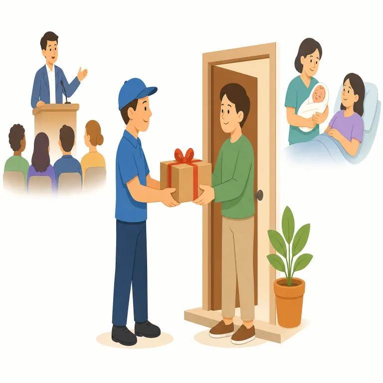 deliver（届ける、（演説などを）行う、出産する・動詞）の覚え方イラスト — deliver はまず deliver a package で「相手に届くところまで持っていく」と押さえると意味が広がります