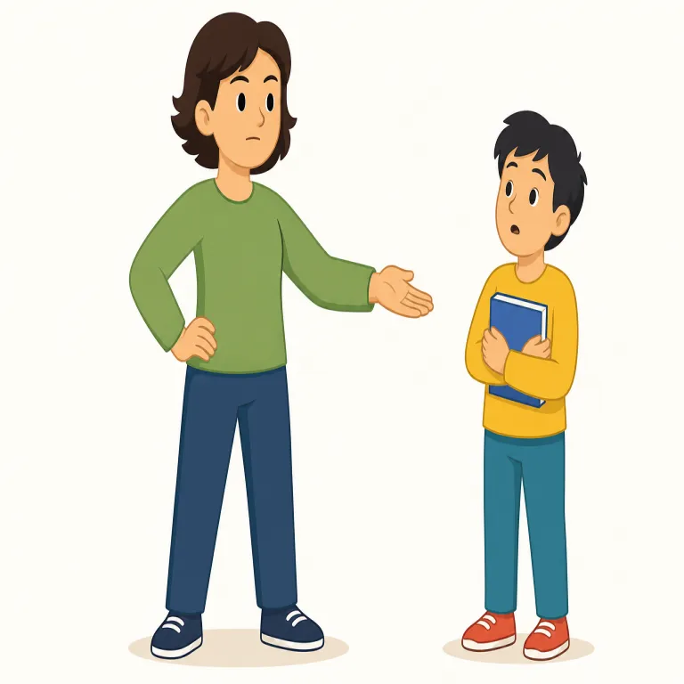 demand（要求する・動詞）の覚え方イラスト — demand は「ただ頼む」ではなく、相手が応じるべきだという圧を伴う語