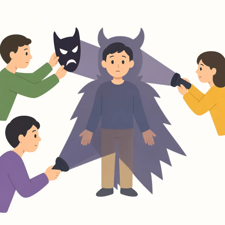 demonising（悪者扱いする・動詞）の覚え方イラスト — demon が分かれば核はつかみやすい語