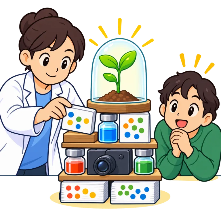 demonstrate（証明する・verb）の覚え方イラスト