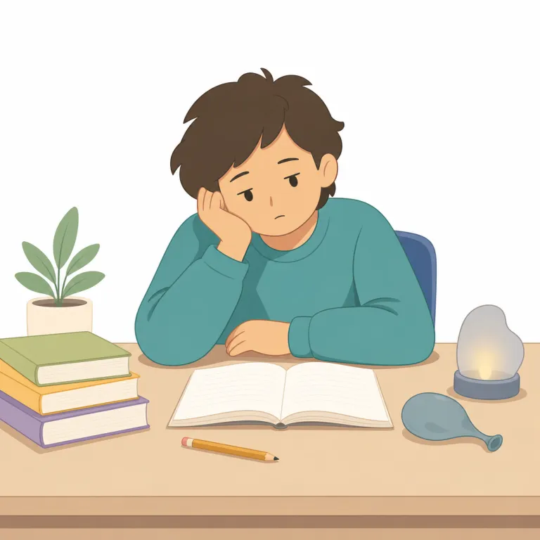 demotivated（やる気をなくした・形容詞）の覚え方イラスト — motivate が「やる気を与える」なので、demotivated は de- が付いて「やる気が外れた・下がった」と見ると覚えやすいです