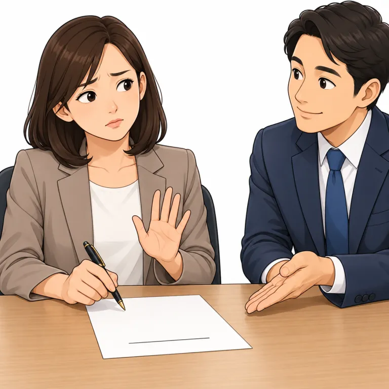 demur（ためらう・verb）の覚え方イラスト