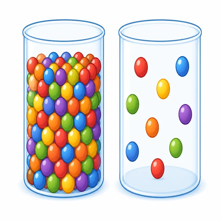 density（密度・名詞）の覚え方イラスト — dense は「ぎっしり詰まった」という意味で、density はその名詞形です