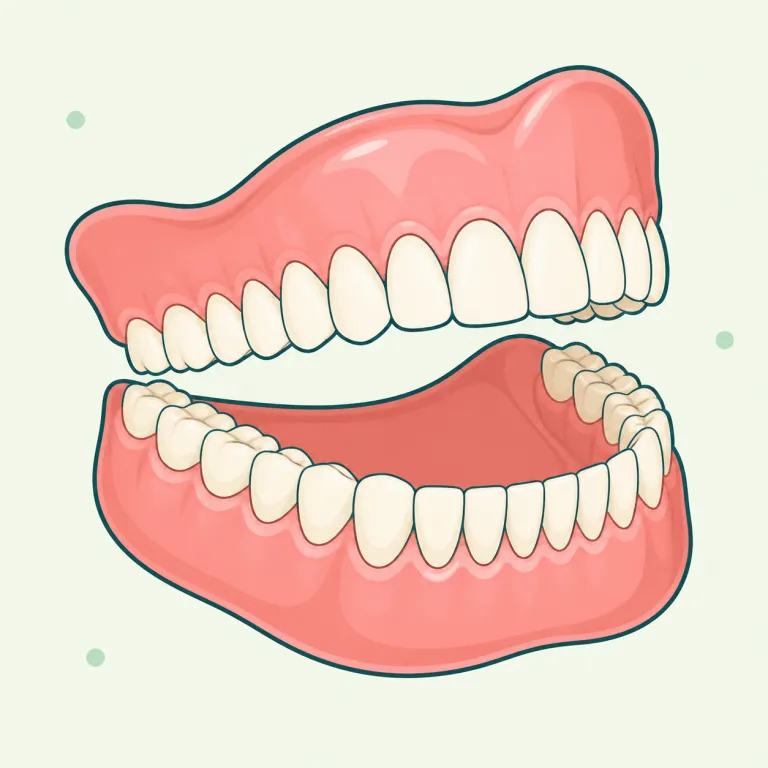 denture（入れ歯・名詞）の覚え方イラスト — dental（歯の）や dentist（歯医者）を知っていれば、dent- が「歯」の仲間だと見抜けるので覚えやすいです