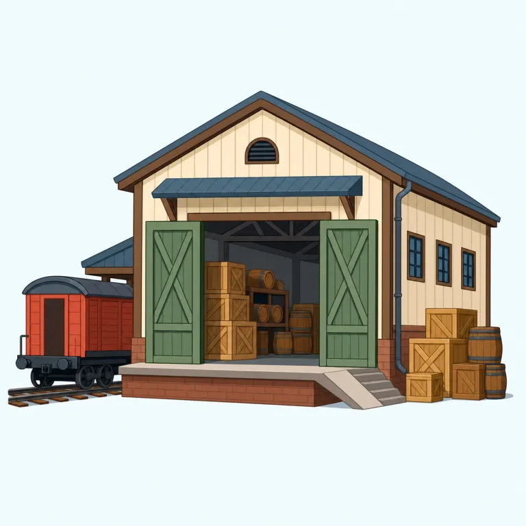 depot（貯蔵所 / 駅・名詞）の覚え方イラスト — depot は、より基本的な英単語 deposit を手がかりにすると覚えやすいです