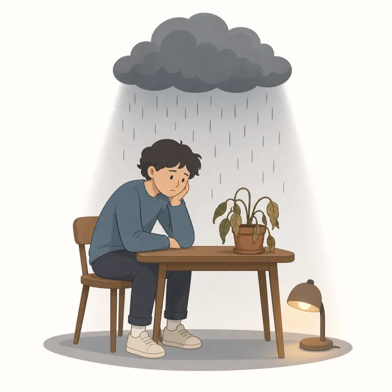 depressinglyの覚え方イラスト