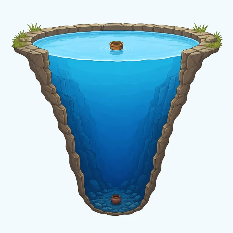 depth（深さ・名詞）の覚え方イラスト — depth は deep「深い」を名詞にした形だが、ここではまず「上から下への測定値」と固定して覚える
