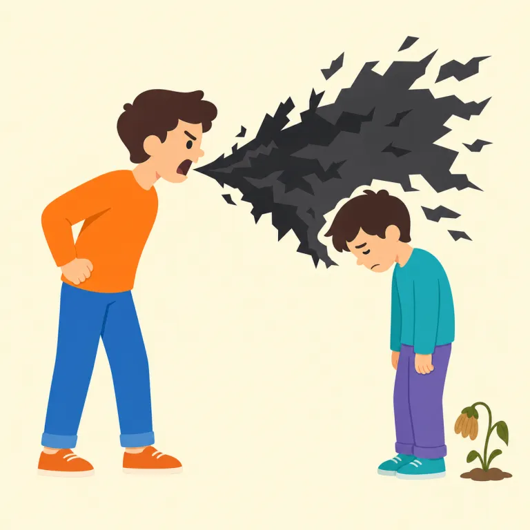 derogatory（軽蔑的な・形容詞）の覚え方イラスト — `de-` には「下げる」感じがあり、まずは `degrade`（格下げする・品位を落とす）を思い出すとつながります