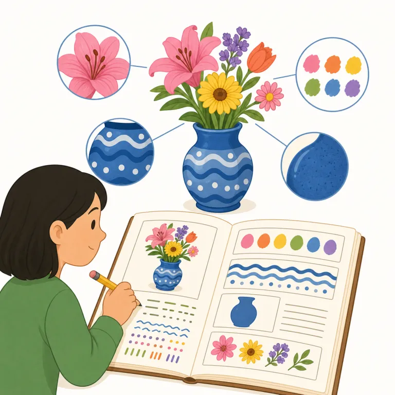 description（記述、描写、説明文・名詞）の覚え方イラスト — describe の名詞形として覚えるだけでなく、「書かれて参照される説明」と結びつけるとこの語義が安定します
