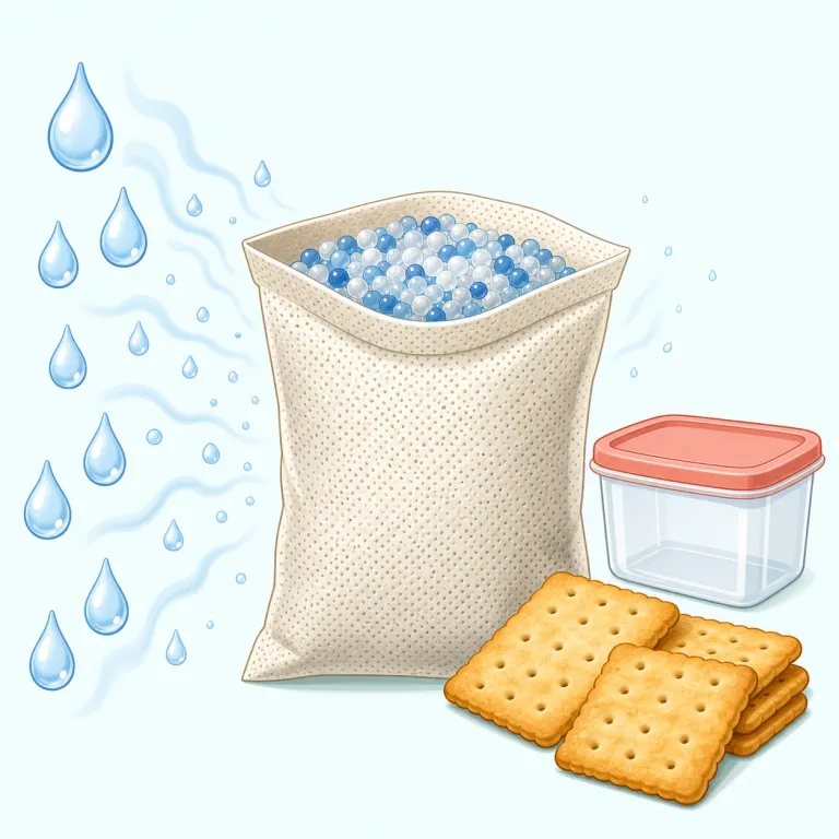 desiccant（乾燥剤・名詞）の覚え方イラスト — desiccant は、まず動詞 desiccate「乾燥させる」を知っていると覚えやすく、語尾の -ant は deodorant などと同じく「その作用をするもの」