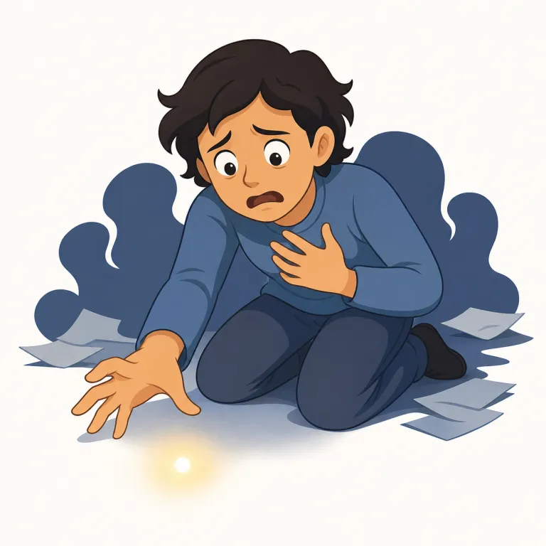 desperation（絶望感、必死さ・名詞）の覚え方イラスト — desperate を知っていれば、その名詞形だと捉えると覚えやすいです