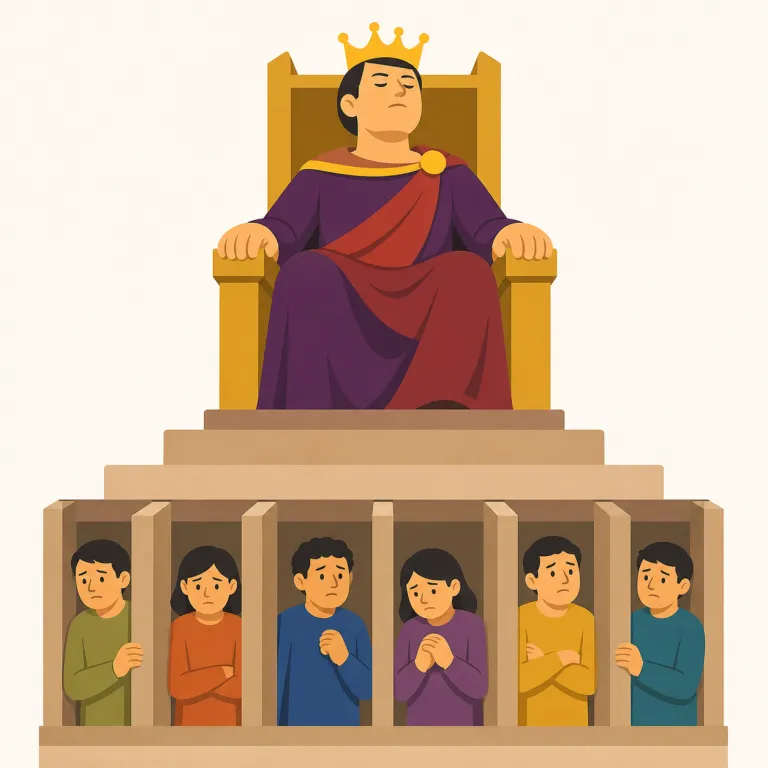 despotic（専制的な・形容詞）の覚え方イラスト — despot（専制君主）を知っていると、despotic は「despot みたいな性質の」とつながります