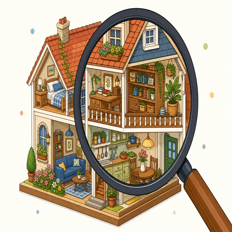 detailed（詳細な・形容詞）の覚え方イラスト — detail を知っていれば覚えやすく、detailed は「detail がしっかり入った状態」と考えるとよいです