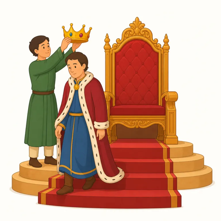 dethroning（廃位させる・動詞）の覚え方イラスト — throne「王座」が見えれば、dethroning は「王座から下ろしていること」と映像で覚えやすいです