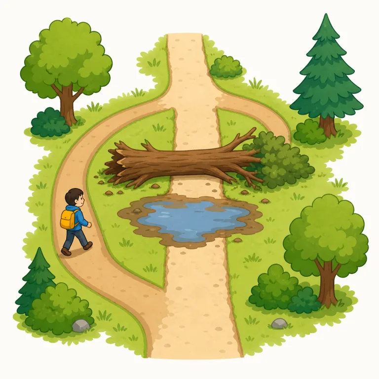detour（迂回路・名詞）の覚え方イラスト — 名詞の detour は、道路標識に大きく出る Detour を思い浮かべるとよい