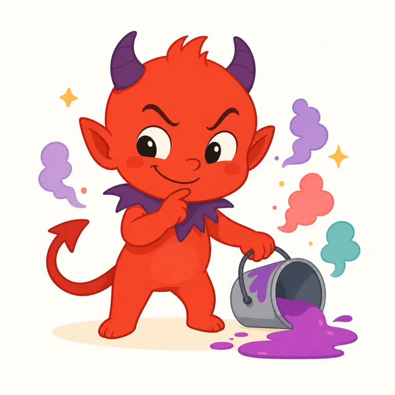 devilish（悪魔的な・形容詞）の覚え方イラスト — devil「悪魔」に -ish「〜のような」が付いた形、と分解すると核はつかみやすいです