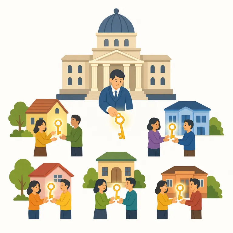 devolution（権限委譲・名詞）の覚え方イラスト