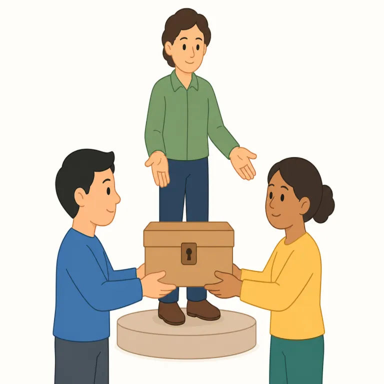 devolve（委譲する・動詞）の覚え方イラスト — revolve・evolve を知っていると覚えやすい語で、-volve は「回る／移っていく」仲間
