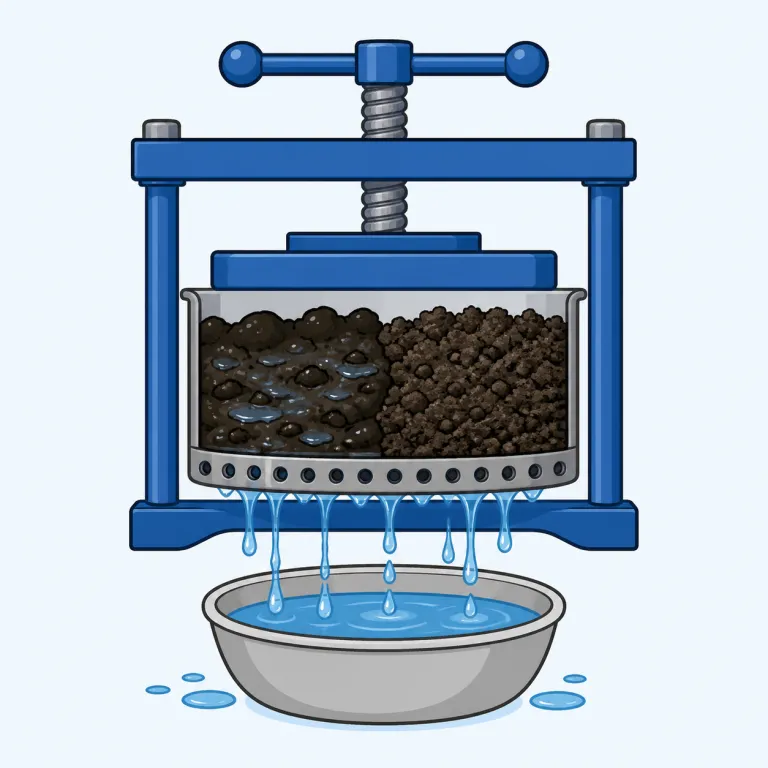 dewatering（脱水・名詞）の覚え方イラスト — dewater をそのまま動詞として押さえると覚えやすいです