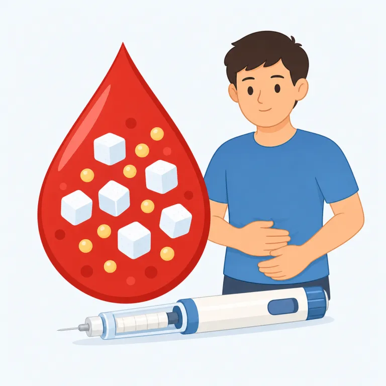 diabetes（糖尿病・名詞）の覚え方イラスト — まず diabetic をセットで覚えると定着しやすいです