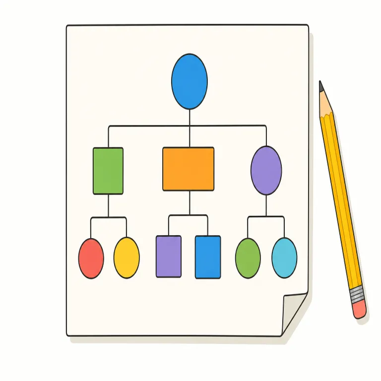 diagram（図・名詞）の覚え方イラスト — diagram は、文章で順に説明するより、関係を「見える形」にして一気に理解させる語として覚えると残りやすい