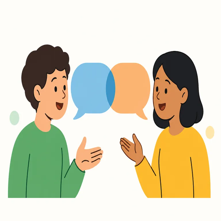 dialog（対話・名詞）の覚え方イラスト — mono- の monologue が「一人で話す」だと知っていれば、dialog は「相手とやり取りする話」と捉えやすいです