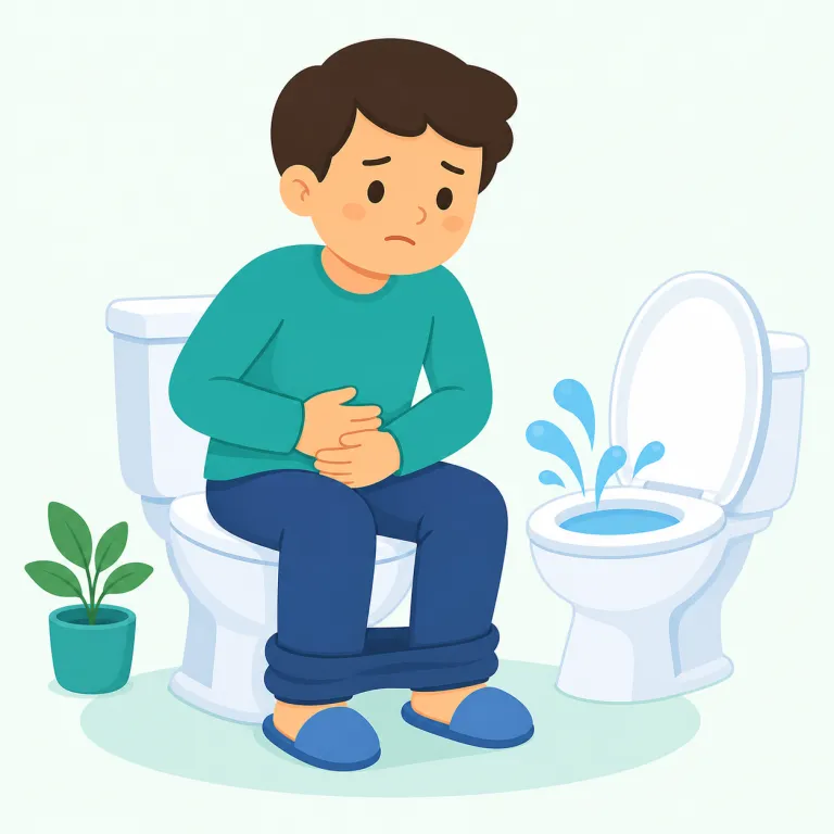 diarrhea（下痢・名詞）の覚え方イラスト — 日常会話というより、症状を説明する医療・案内文でよく見る語だと位置づけると覚えやすいです