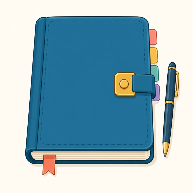 diary（日記・名詞）の覚え方イラスト — diary の「日記」は、自分の一日のできごとや気持ちを書き残す個人的な記録です