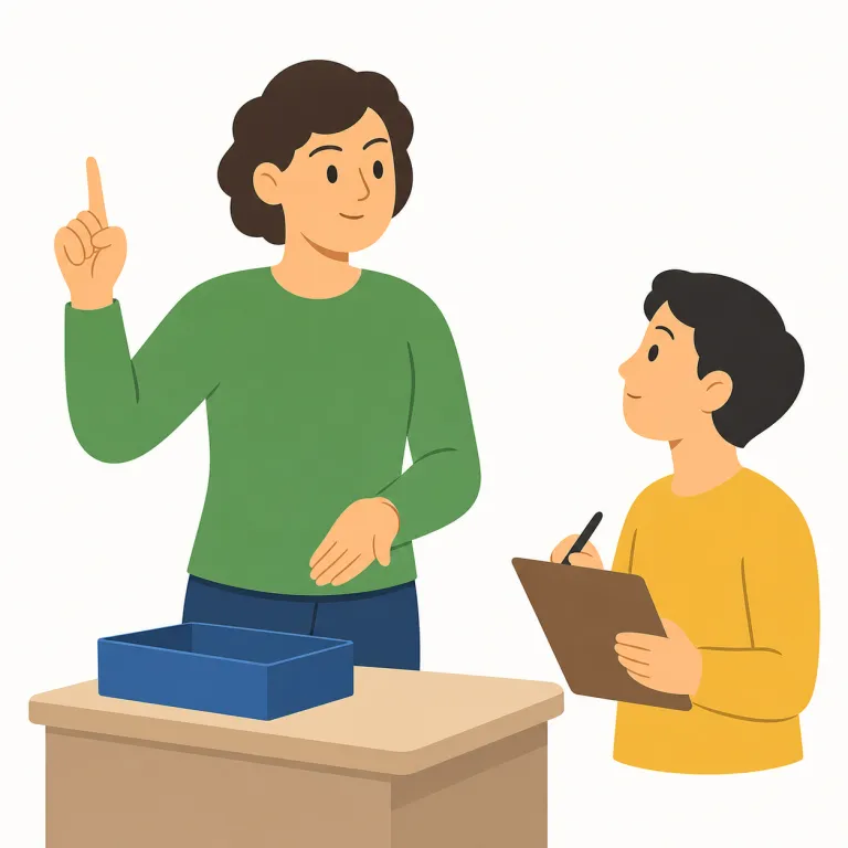 dictate（命令する、指図する・動詞）の覚え方イラスト — dictate は dictator「独裁者」と結びつけると、強い響きがつかみやすいです
