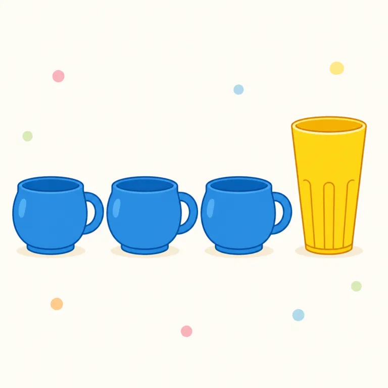 different（異なる・形容詞）の覚え方イラスト — different は difference「違い」と結びつけ、same や similar の反対側に置いて覚えます