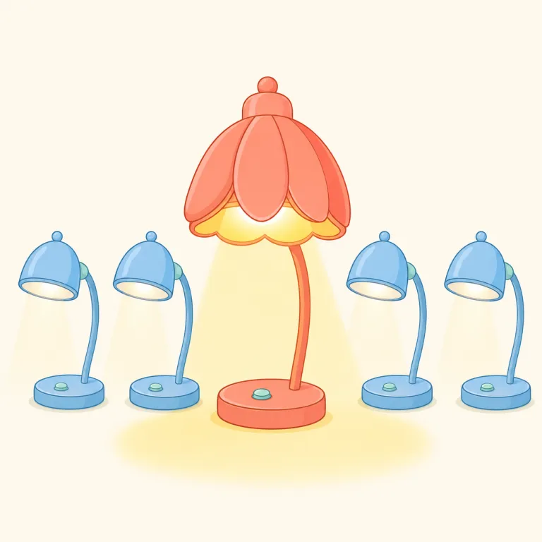 differentiator（差別化要因・名詞）の覚え方イラスト — different（違う）と differentiate（差別化する）が頭にあれば、differentiator は「違いを生み、目立たせるもの」とつながる