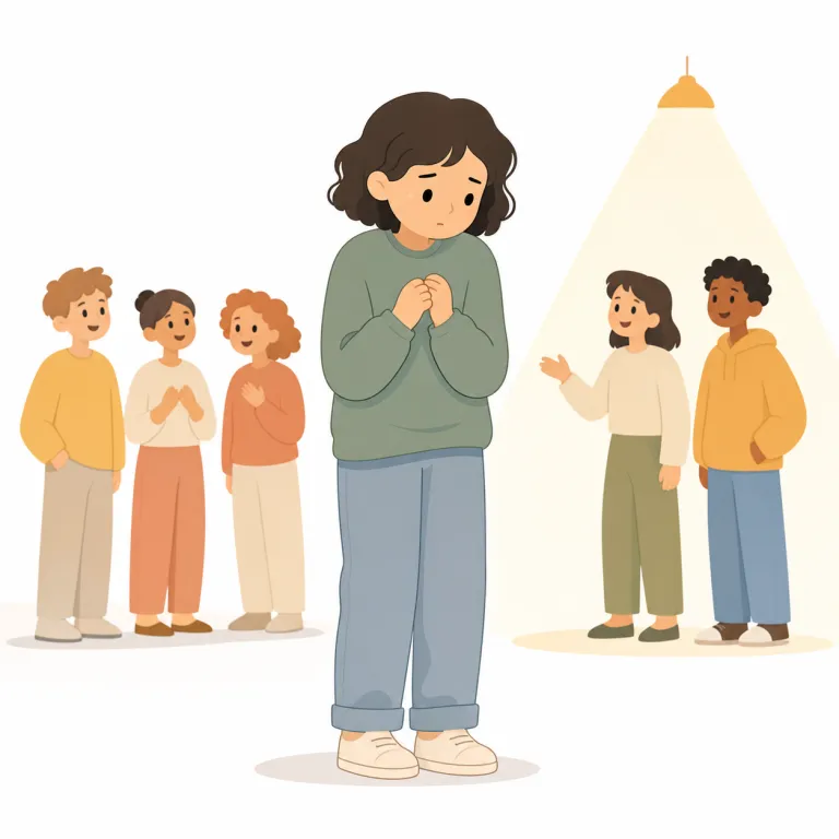 diffident（自信がない・形容詞）の覚え方イラスト — confident（自信がある）を知っていれば対比で覚えやすい語です