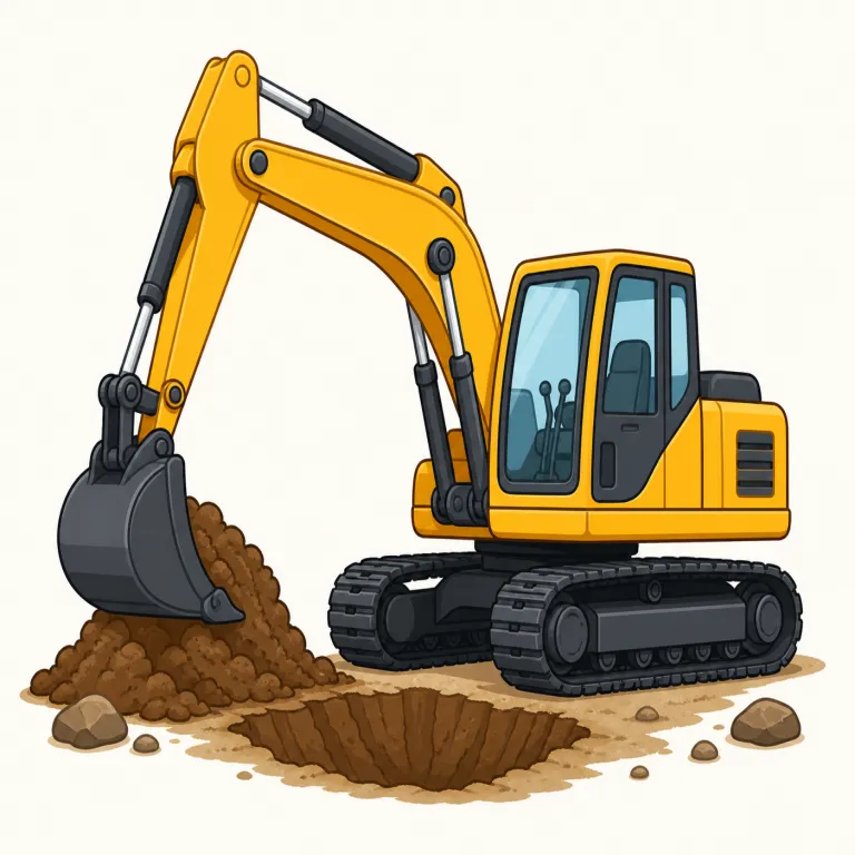 digger（掘削機・noun）の覚え方イラスト