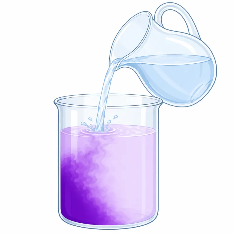 dilute（薄める・動詞）の覚え方イラスト — dilute A with B の形で「AをBで薄める」と覚えると実用的です
