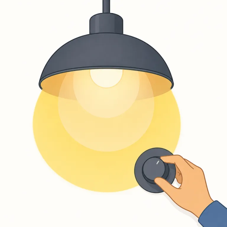 dimmable（調光可能・形容詞）の覚え方イラスト — まず dim を「薄暗い・暗くする」で確実に押さえると、dimmable は dim + -able で「暗くできる→明るさを調整できる」と取りやすいです