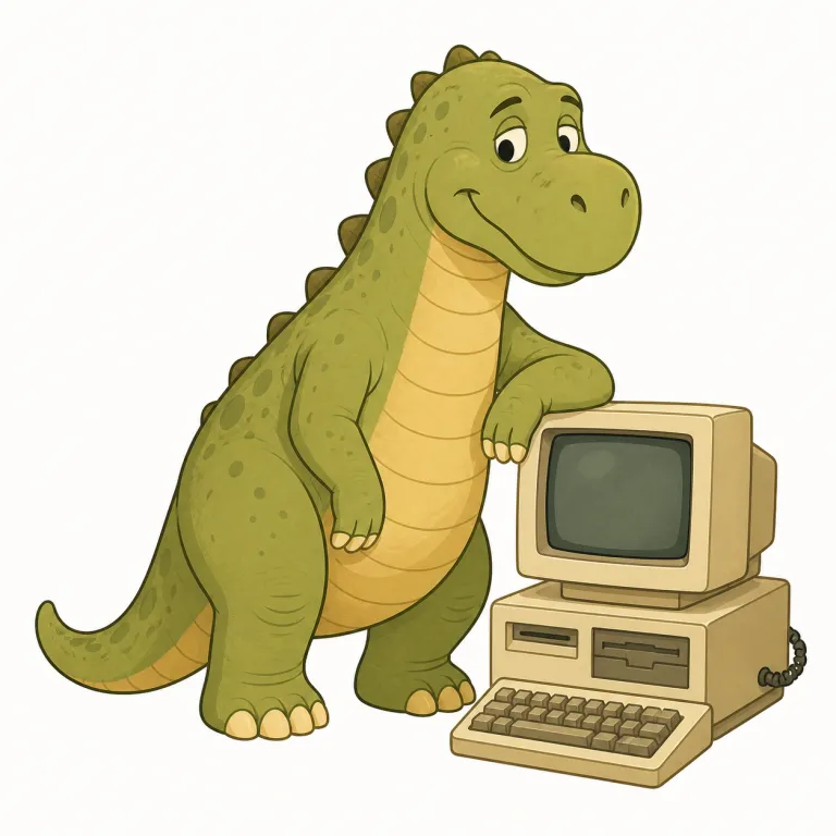 dinosaur（恐竜・名詞）の覚え方イラスト — dinosaur を「太古に生きていた大型の爬虫類」として覚えるときは、Tyrannosaurus や Stegosaurus などの名前に共通する -saur / -saurus に…
